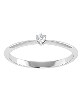 Argolla de oro blanco 14 k diamante