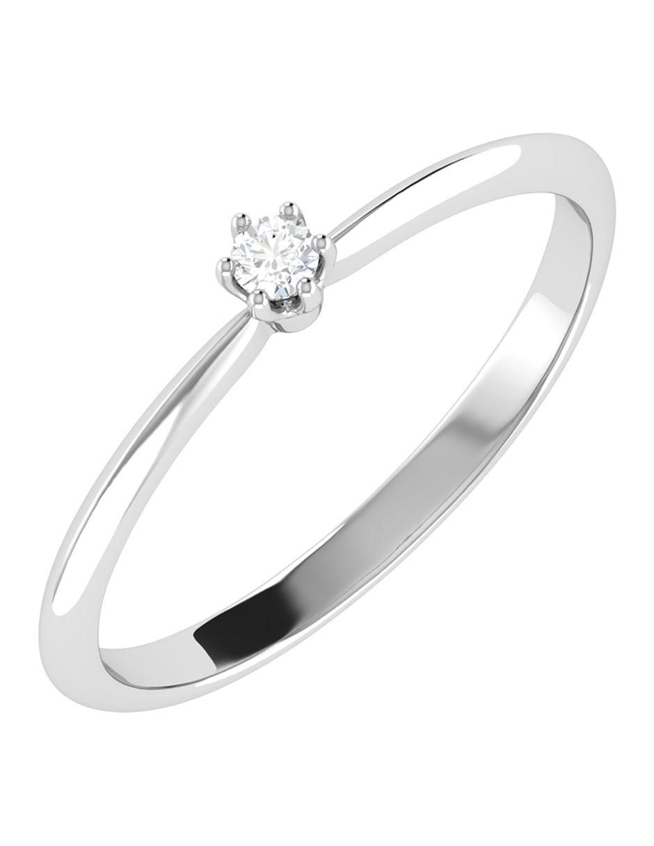 Argolla de oro blanco 14 k diamante 5