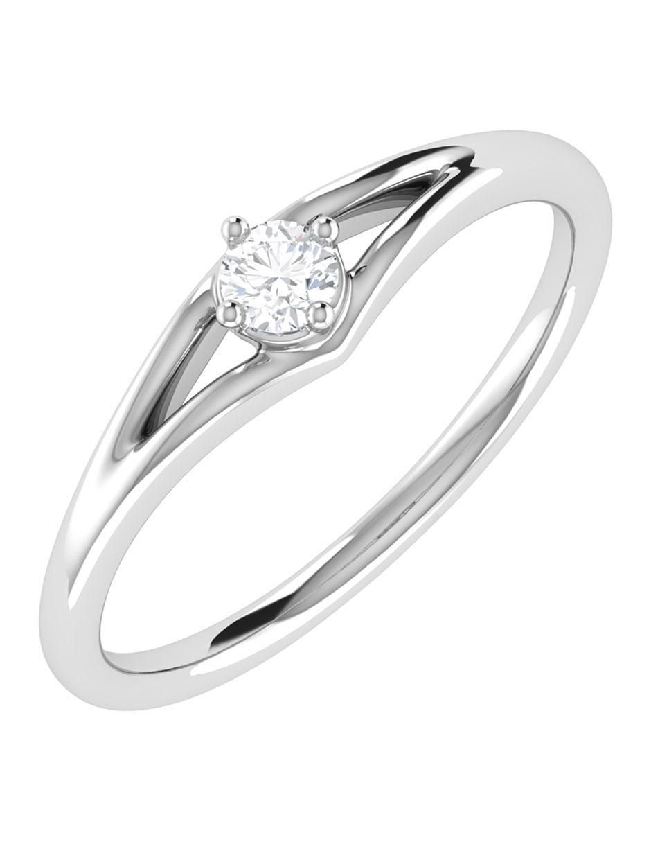Argolla de oro blanco 14 k diamante 2