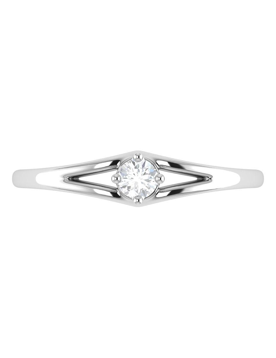 Argolla de oro blanco 14 k diamante