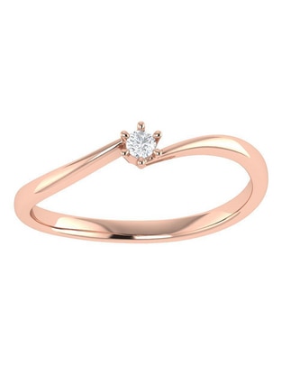 Argolla de oro rosa 14 k diamante