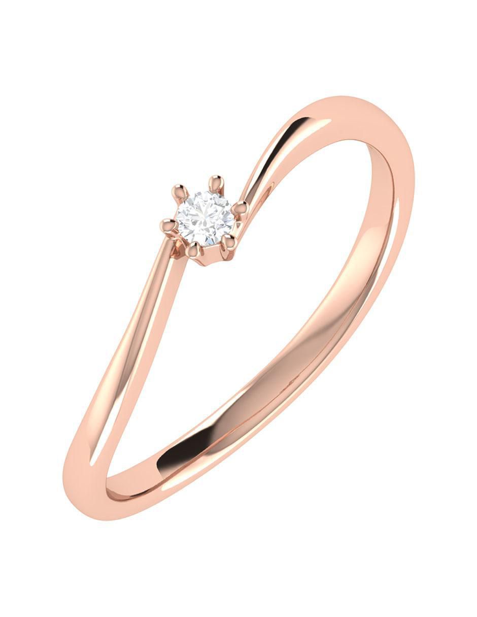 Argolla de oro rosa 14 k diamante 5