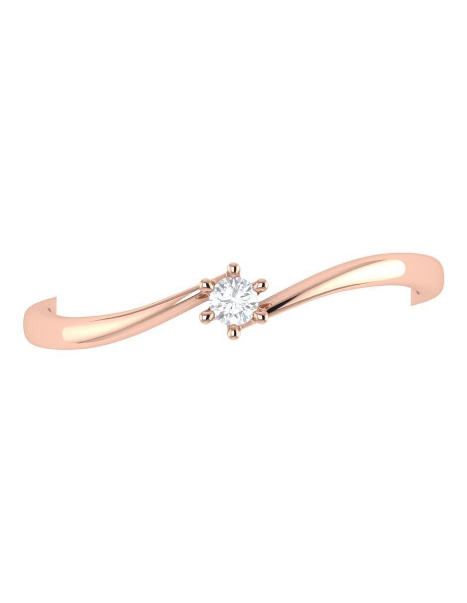 Argolla de oro rosa 14 k diamante