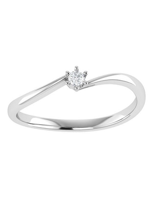 Argolla de oro blanco 14 k diamante