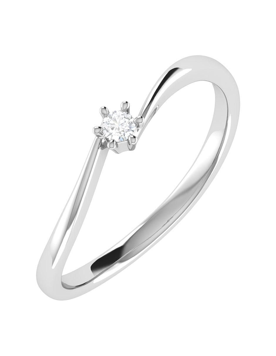 Argolla de oro blanco 14 k diamante 5