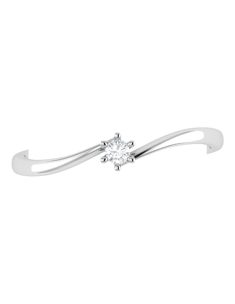 Argolla de oro blanco 14 k diamante 4