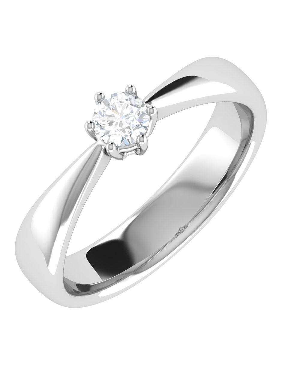 Argolla de oro blanco 14 k diamante 5