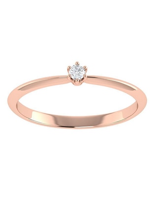 Argolla de oro rosa 14 k diamante