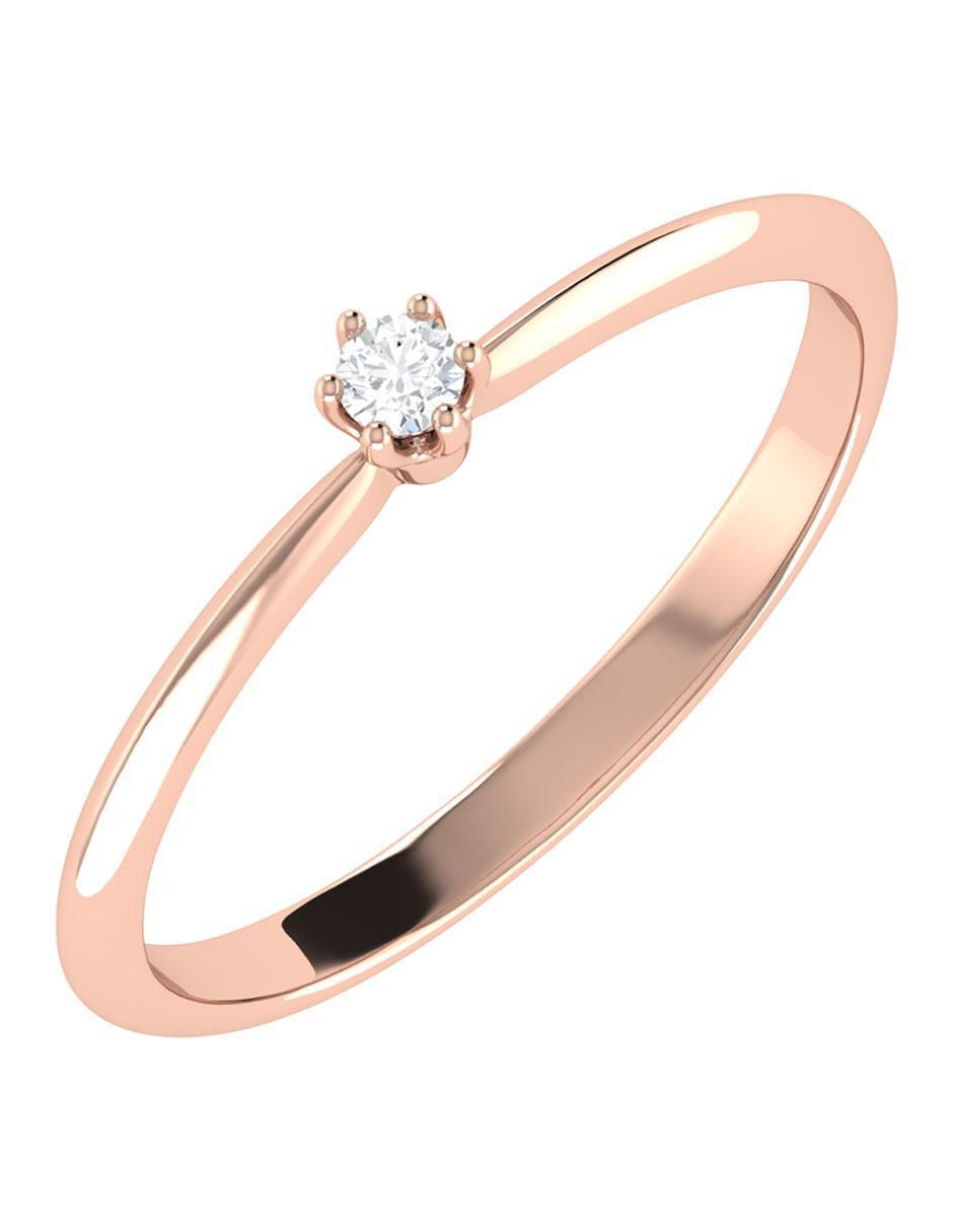 Argolla de oro rosa 14 k diamante 2