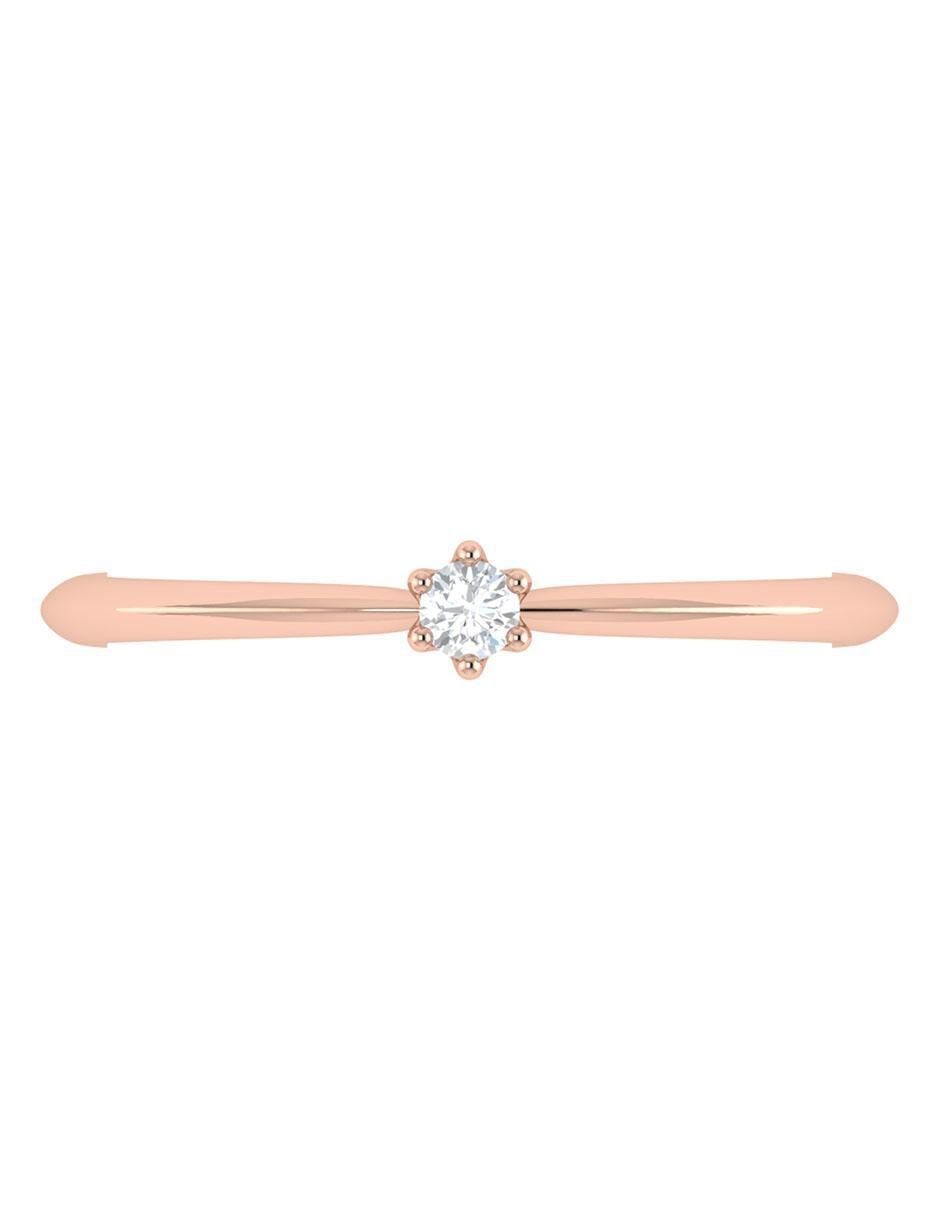 Argolla de oro rosa 14 k diamante