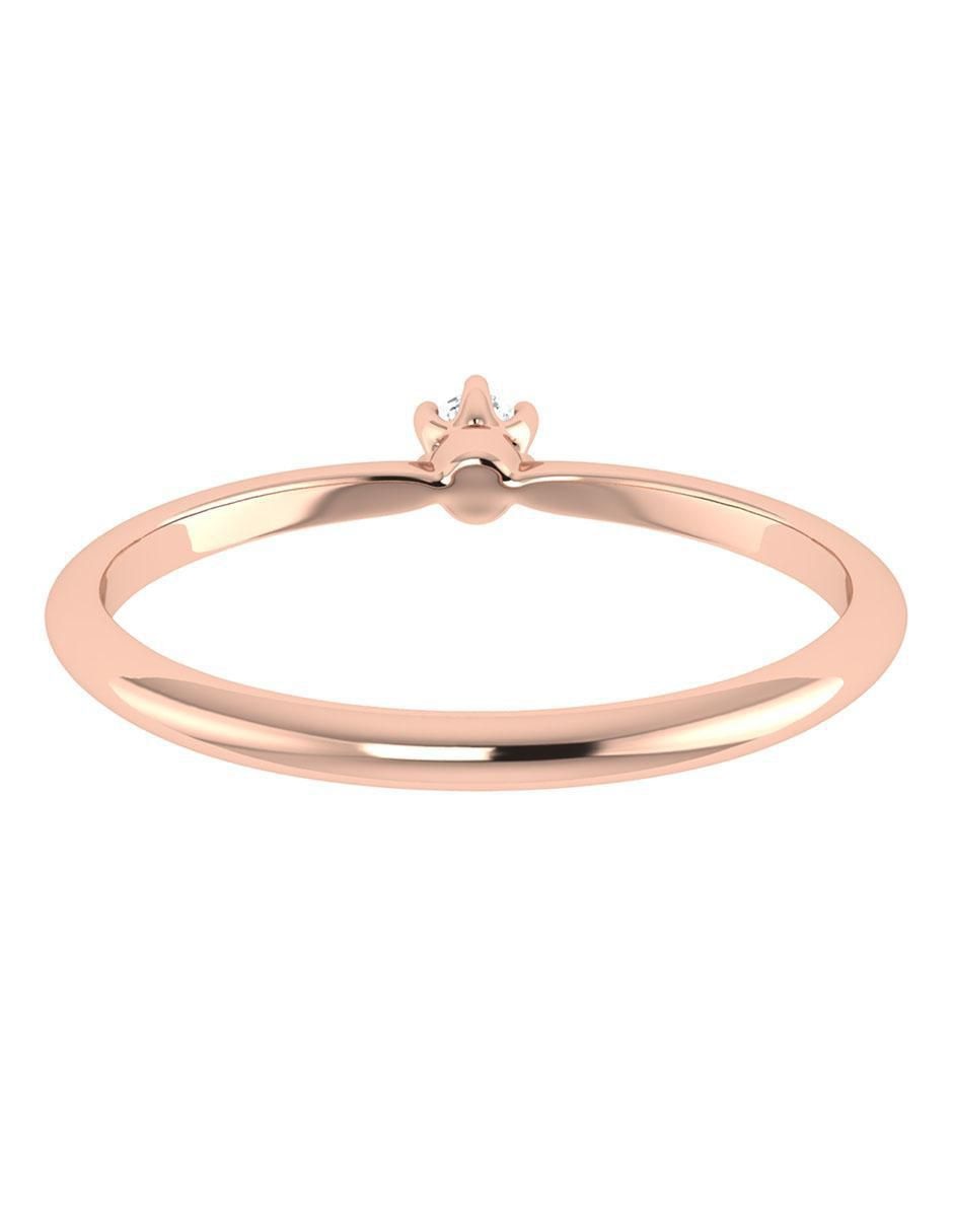 Argolla de oro rosa 14 k diamante