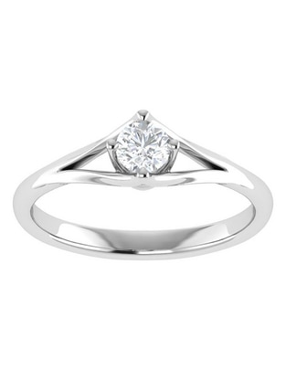 Argolla de oro blanco 14 k diamante