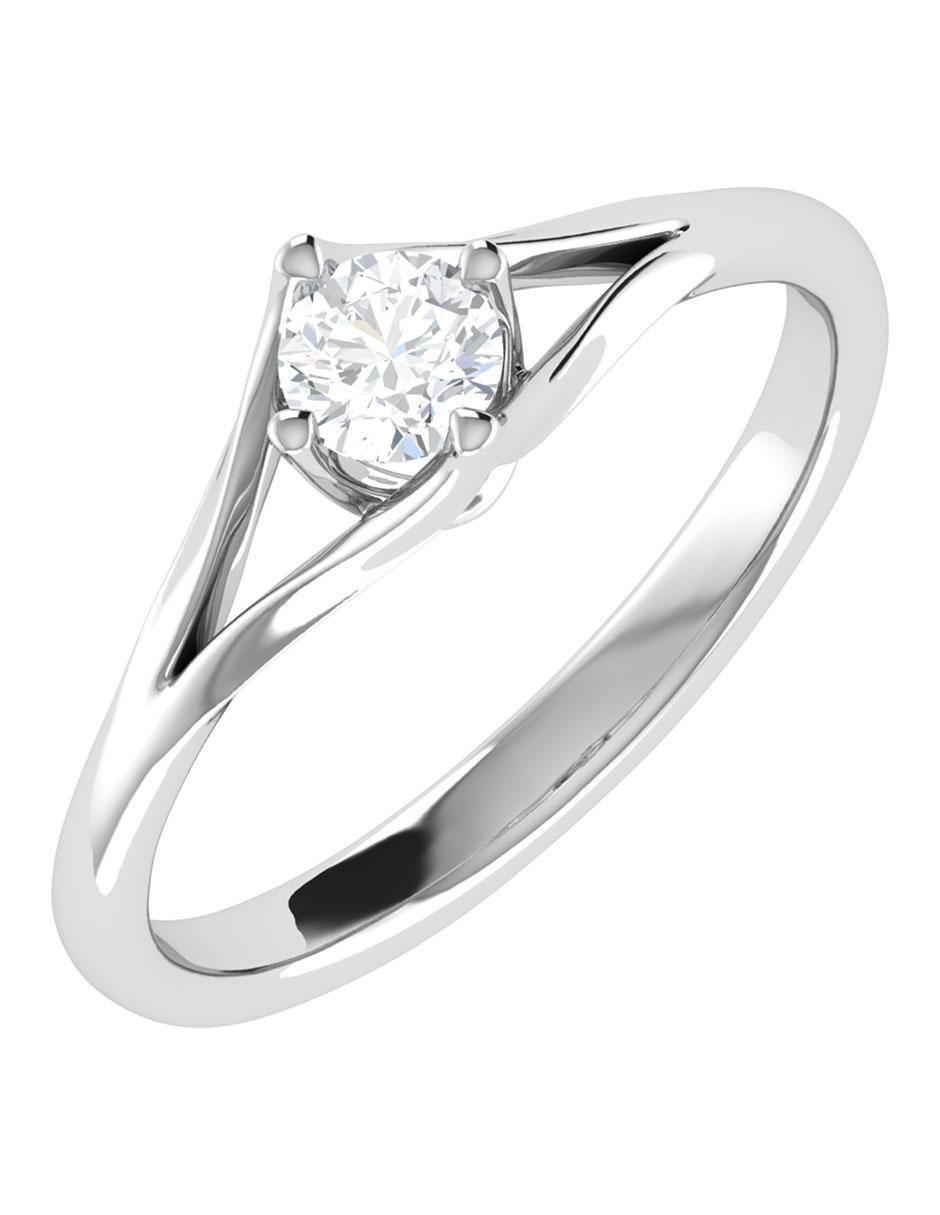 Argolla de oro blanco 14 k diamante 3