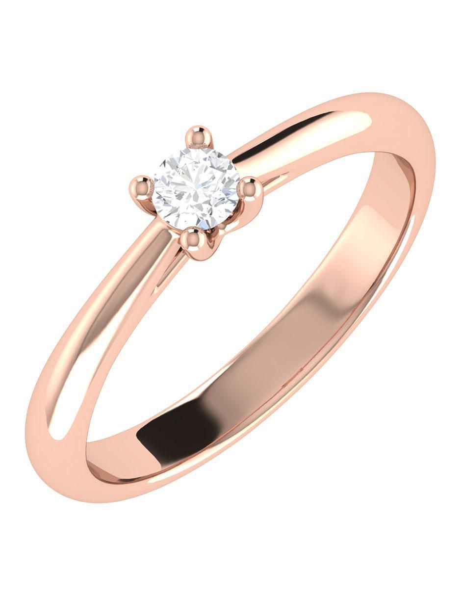 Argolla de oro rosa 14 k diamante