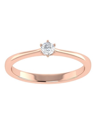 Argolla de oro rosa 14 k diamante