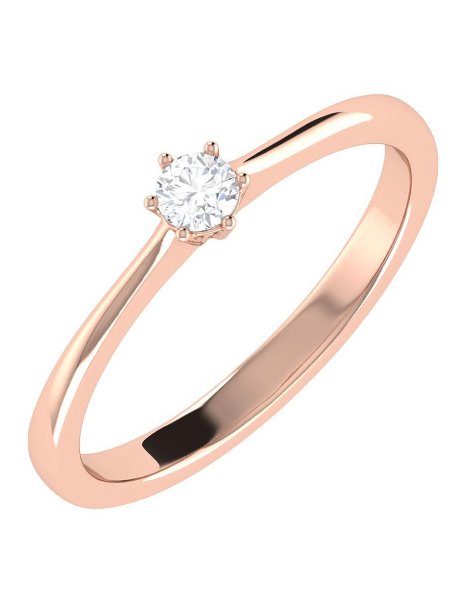 Argolla de oro rosa 14 k diamante 5