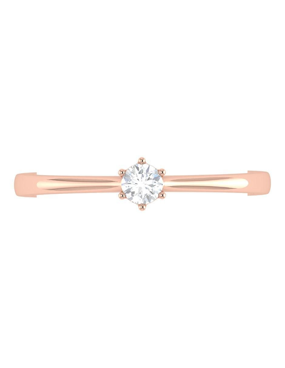 Argolla de oro rosa 14 k diamante