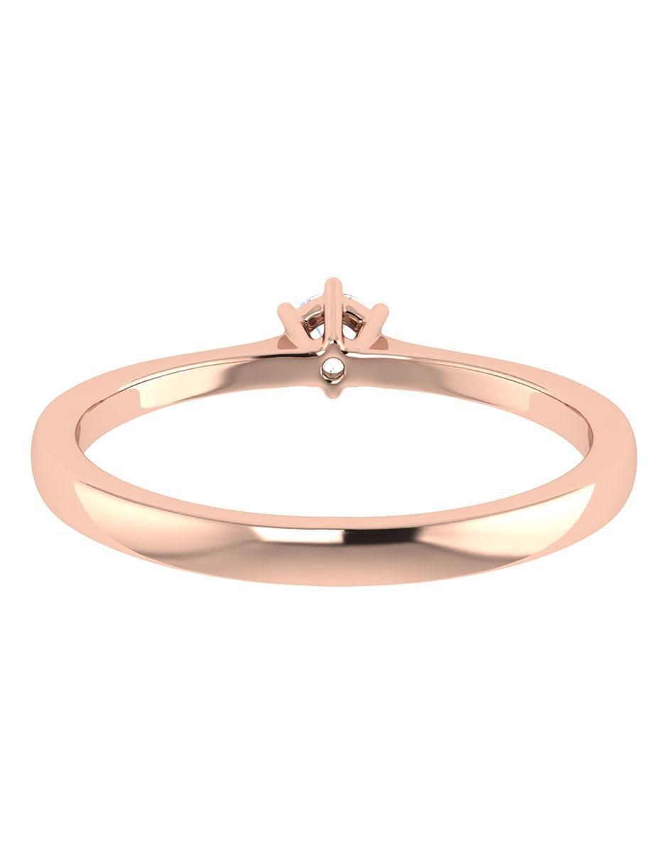 Argolla de oro rosa 14 k diamante