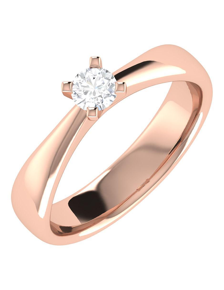 Argolla de oro rosa 14 k diamante 5