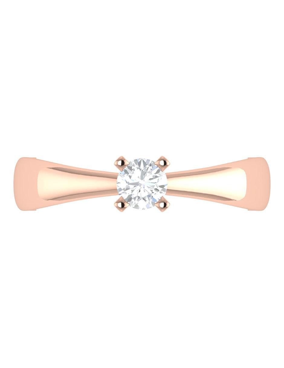 Argolla de oro rosa 14 k diamante