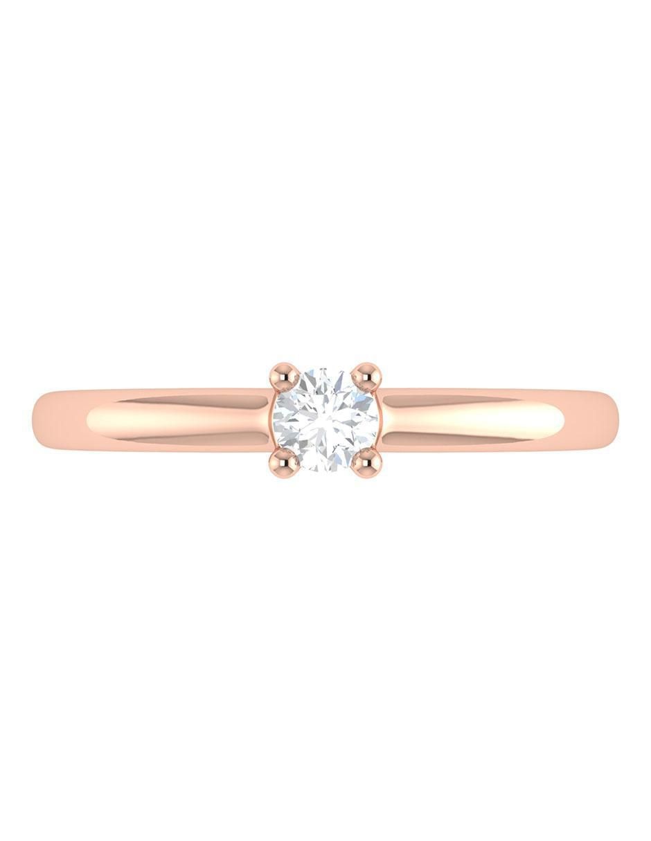 Argolla de oro rosa 14 k diamante 4