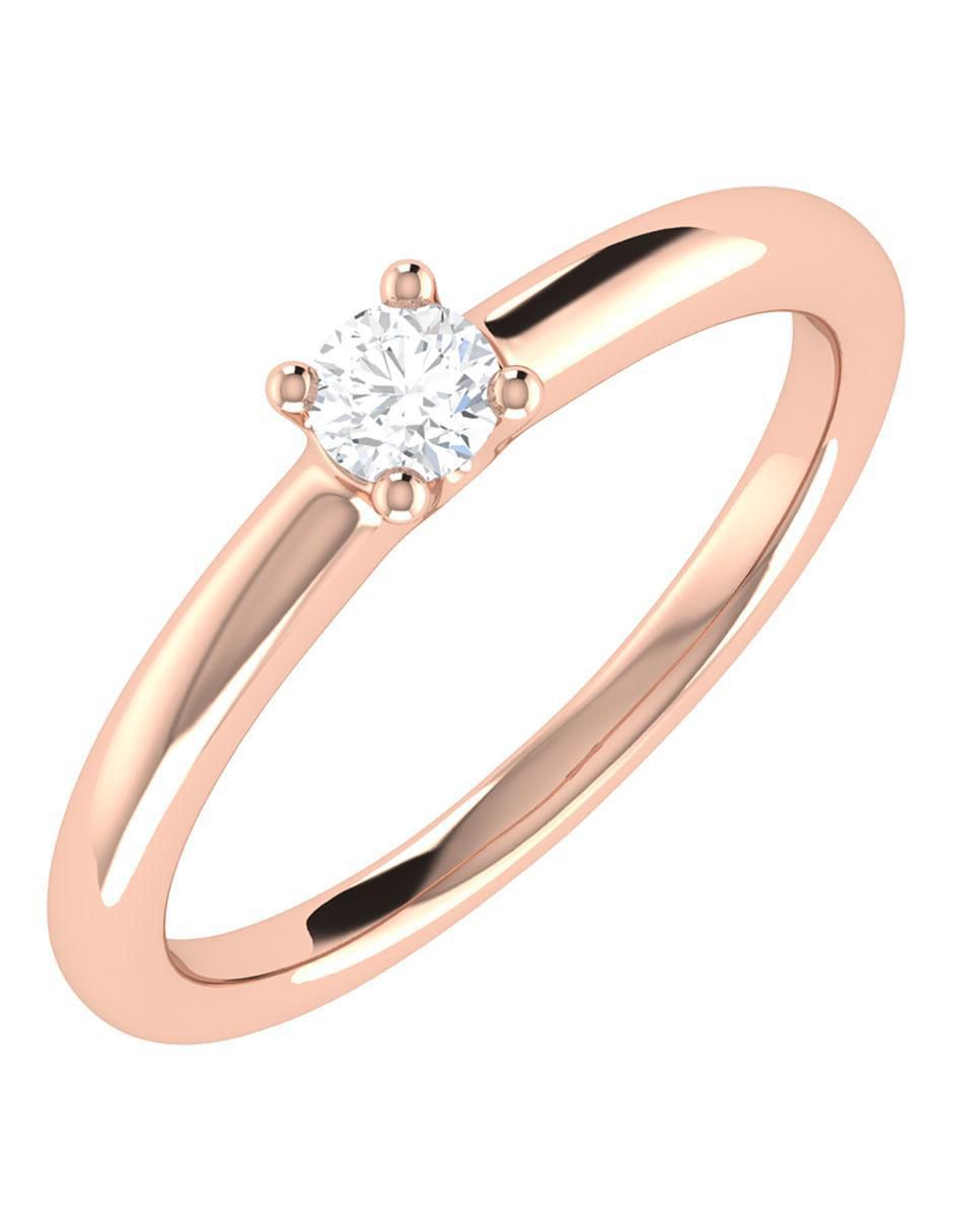 Argolla de oro rosa 14 k diamante 3
