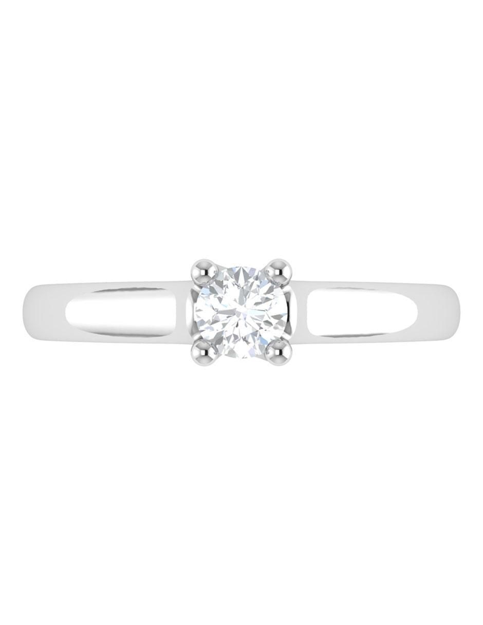 Argolla de oro blanco 14 k diamante 4