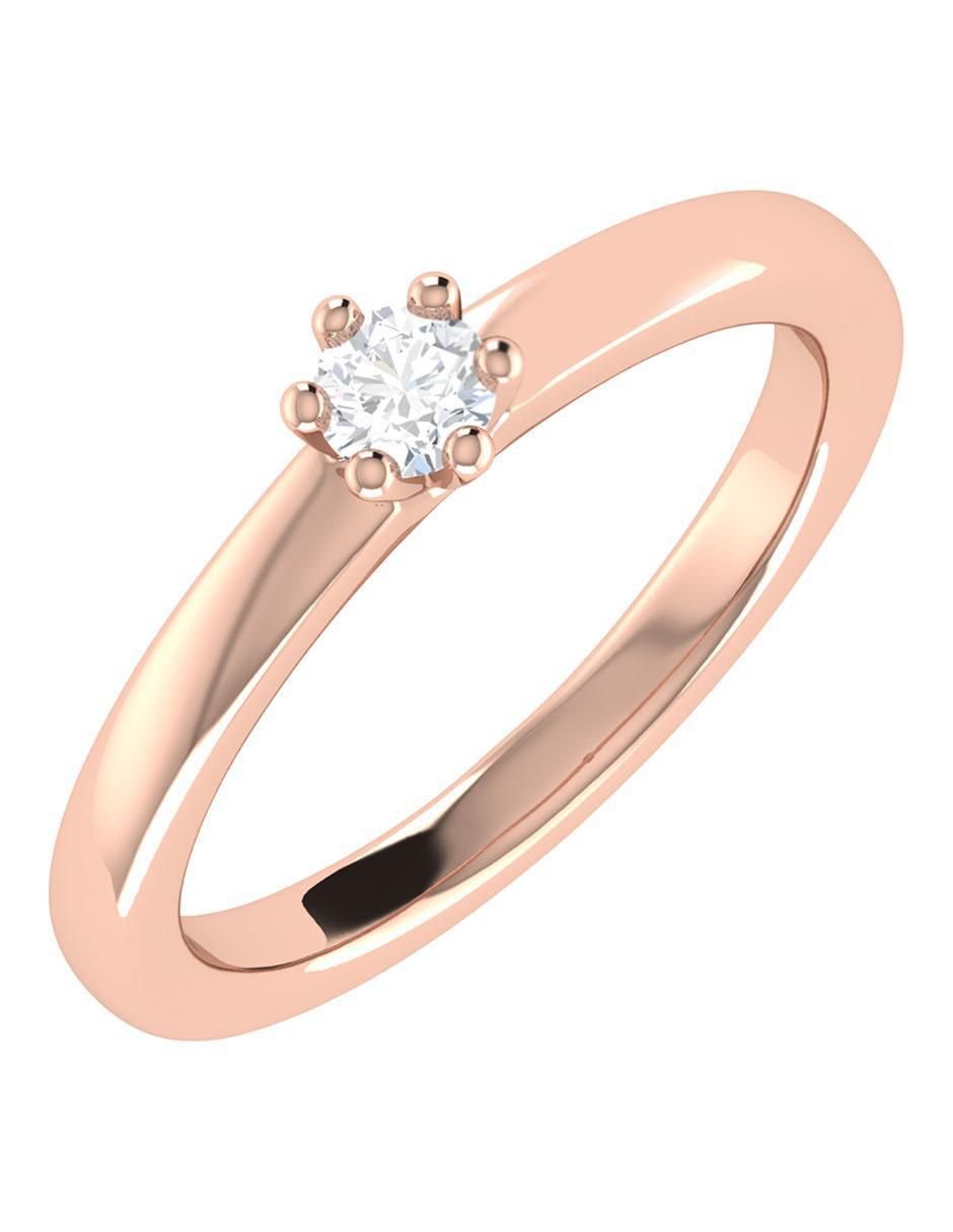 Argolla de oro rosa 14 k diamante