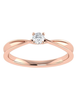 Argolla de oro rosa 14 k diamante