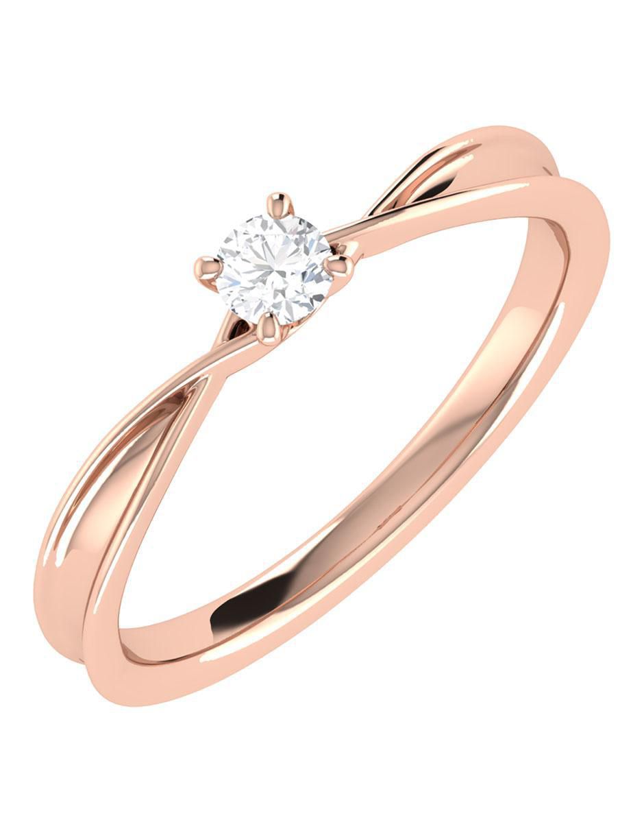 Argolla de oro rosa 14 k diamante 5