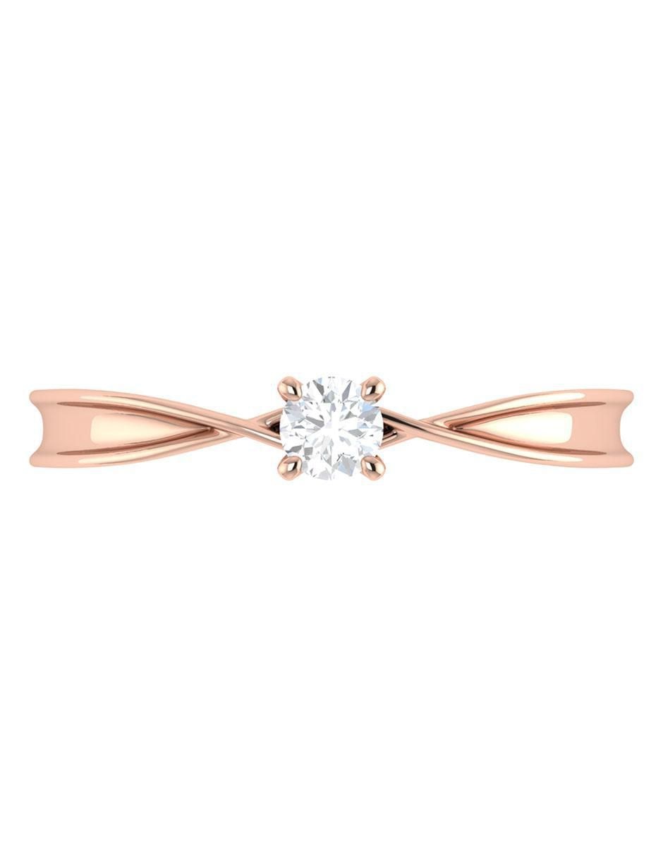 Argolla de oro rosa 14 k diamante 4
