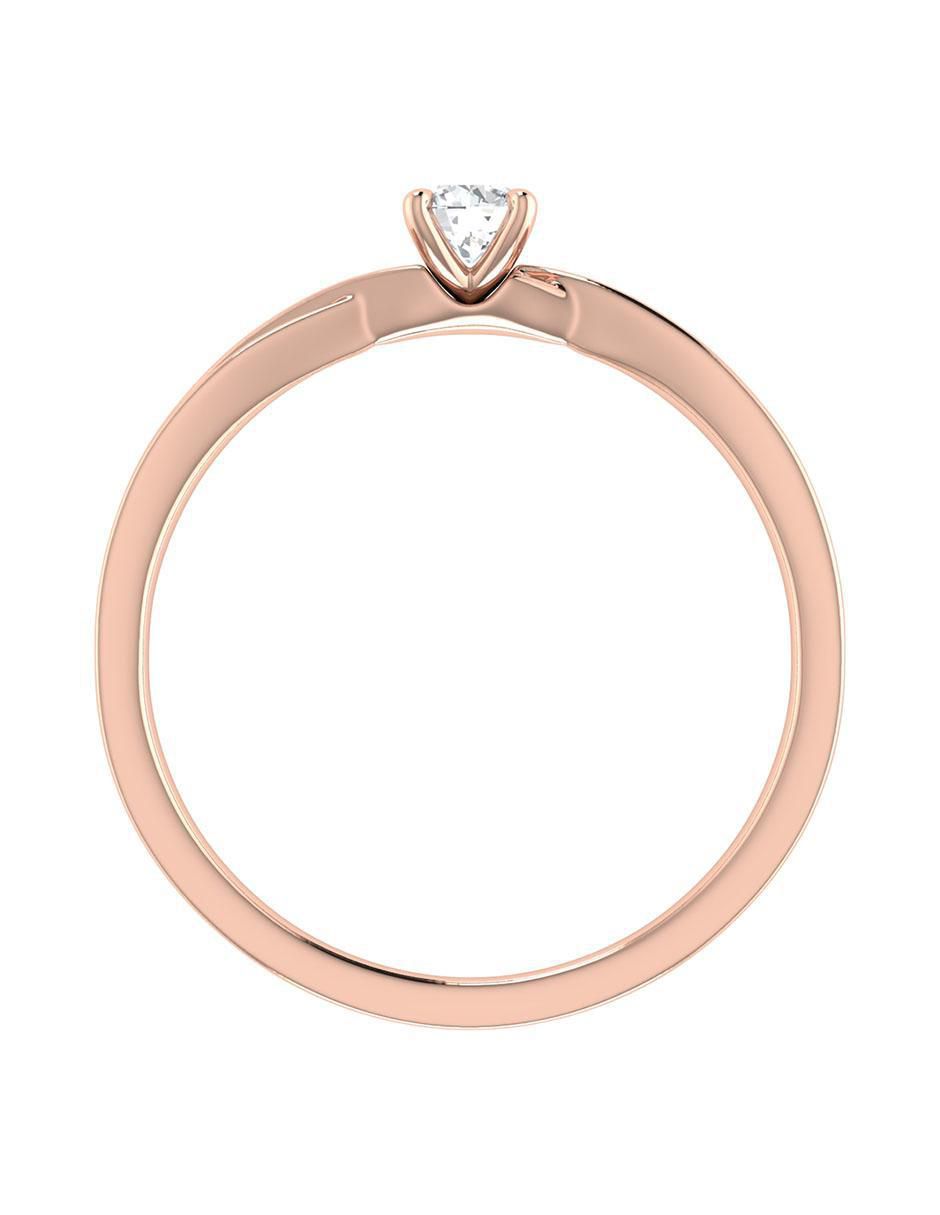 Argolla de oro rosa 14 k diamante 2