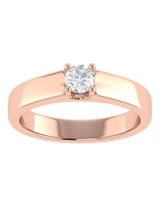 Argolla de oro rosa 14 k diamante