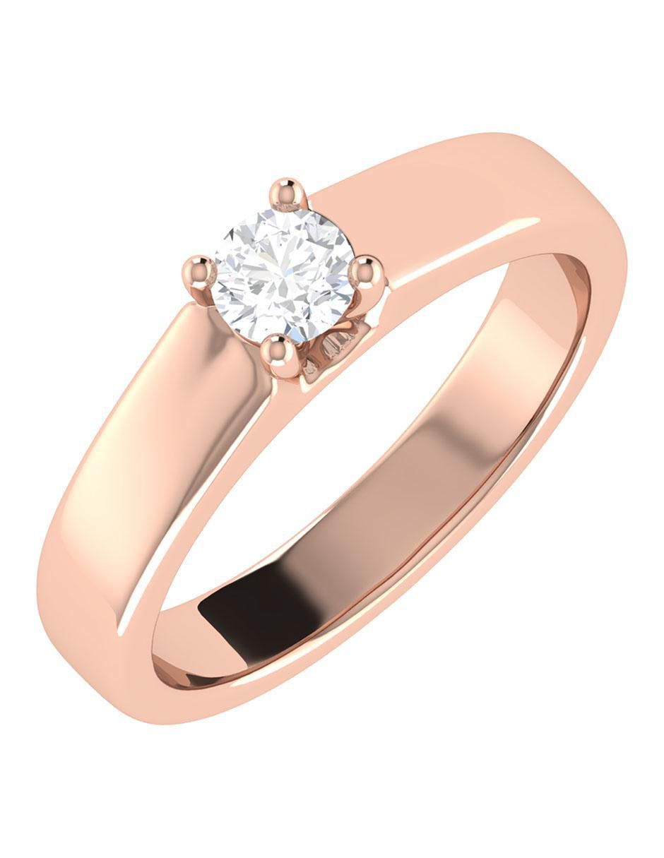 Argolla de oro rosa 14 k diamante 5