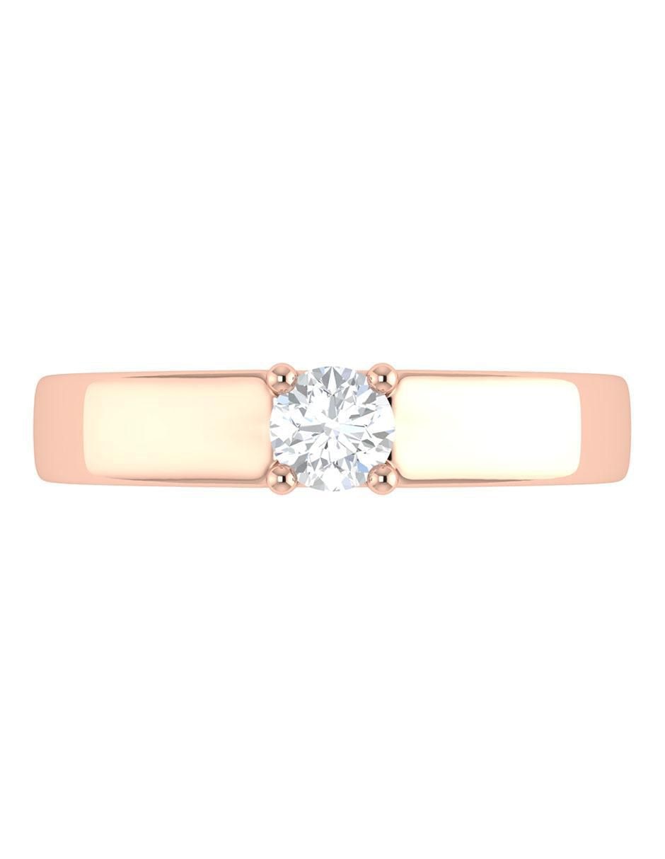 Argolla de oro rosa 14 k diamante