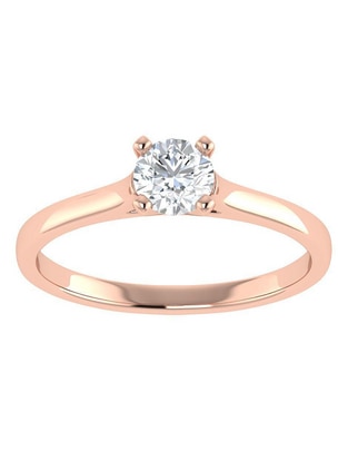 Argolla de oro rosa 14 k diamante