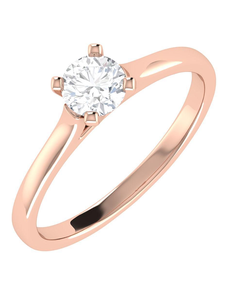Argolla de oro rosa 14 k diamante 5
