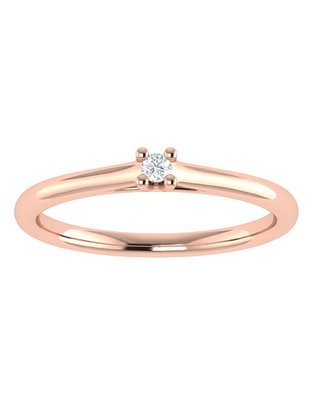 Argolla de oro rosa 14 k diamante