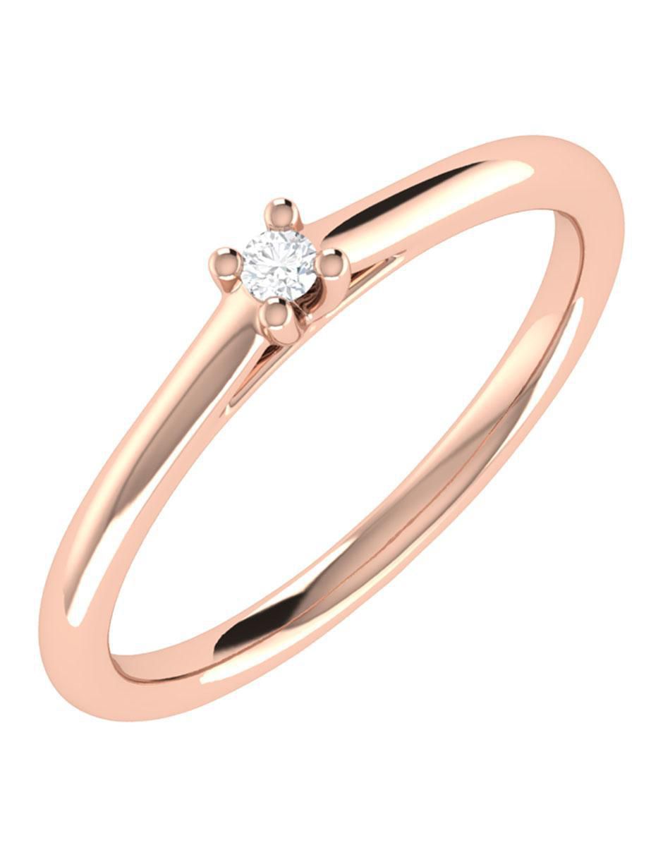 Argolla de oro rosa 14 k diamante 5