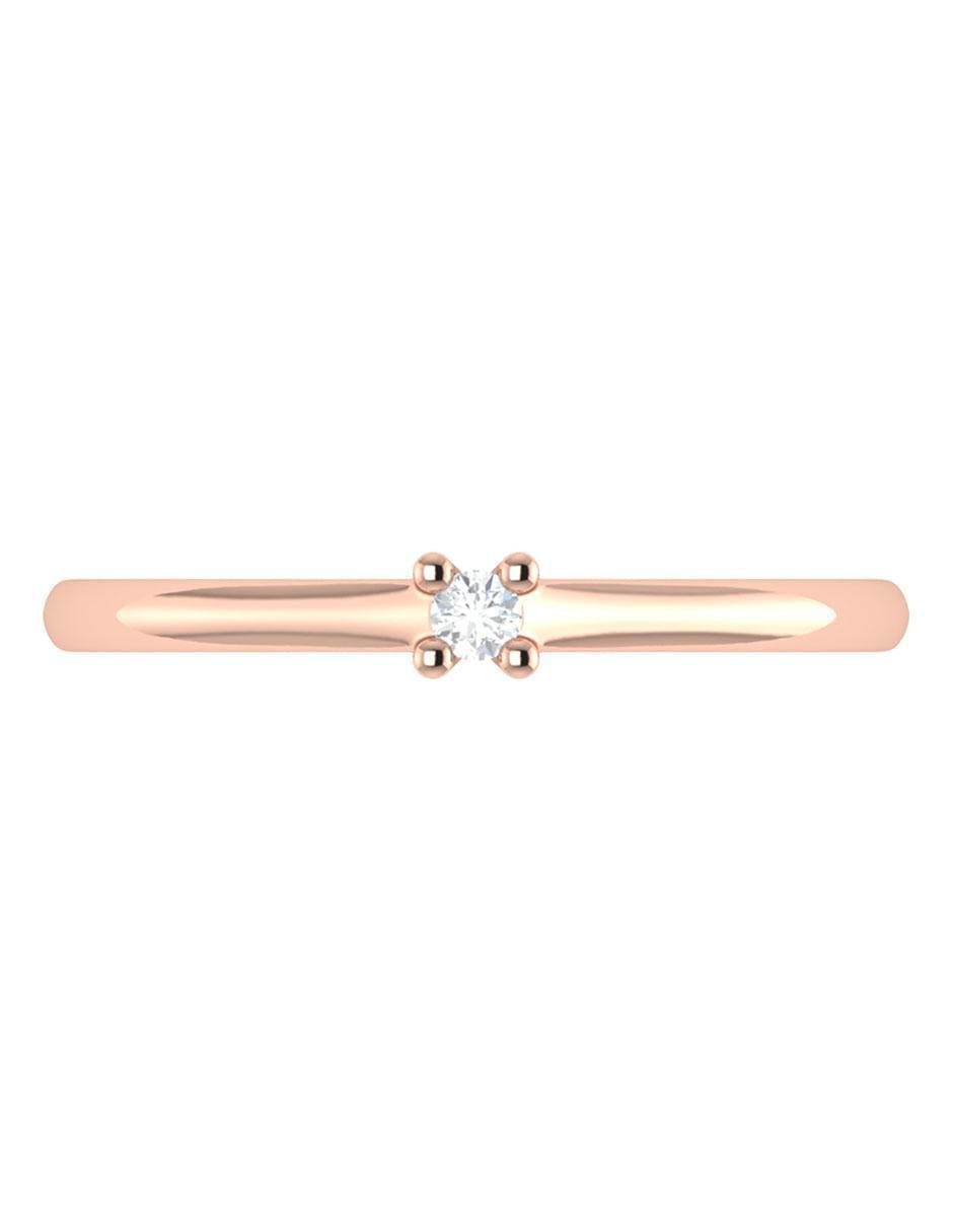 Argolla de oro rosa 14 k diamante