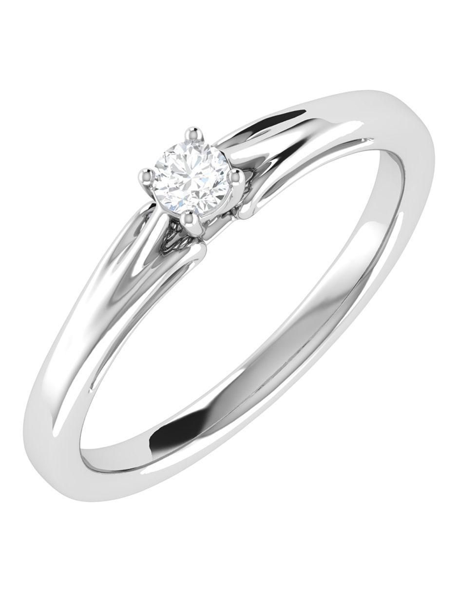 Argolla de oro blanco 14 k diamante 4