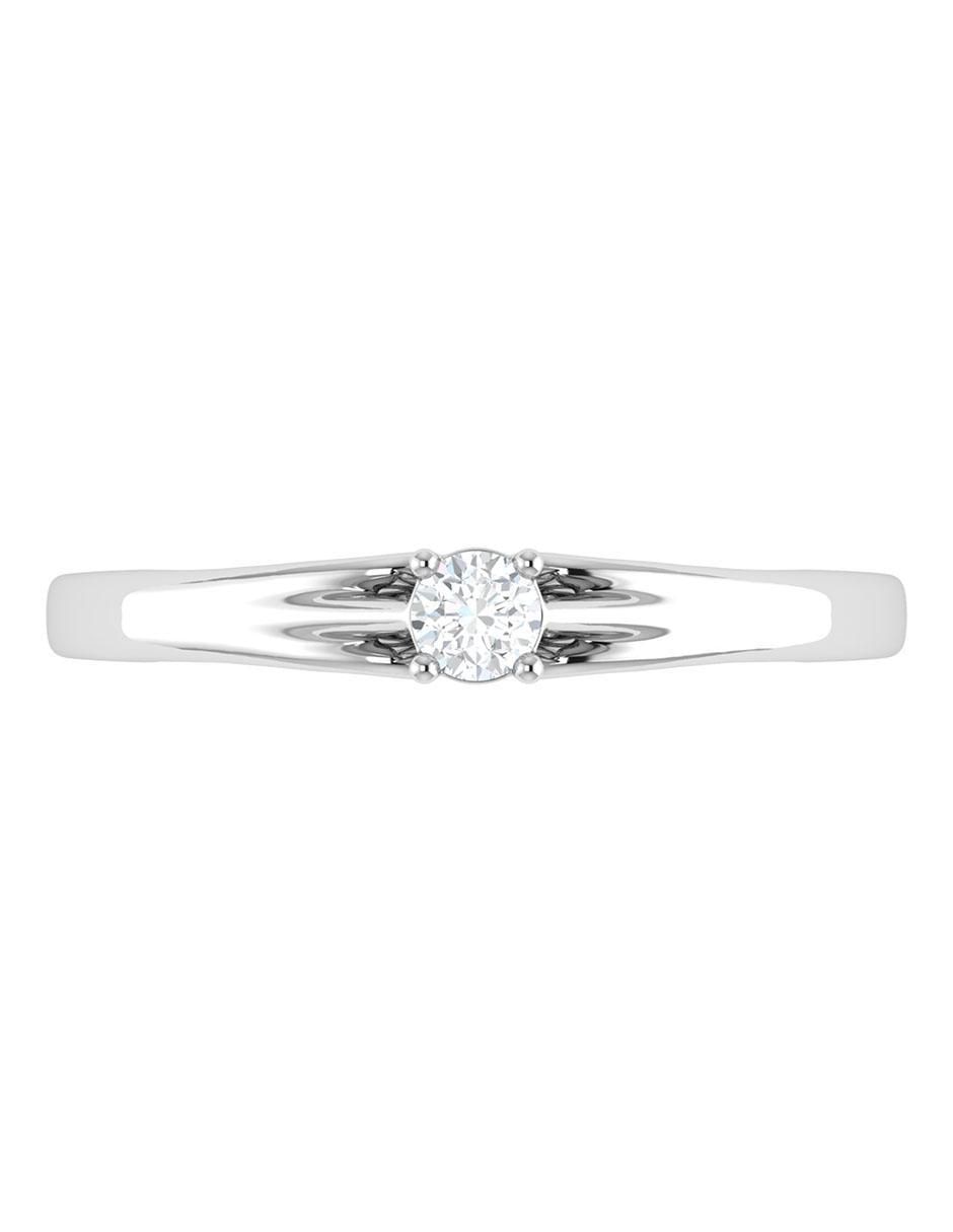 Argolla de oro blanco 14 k diamante 5