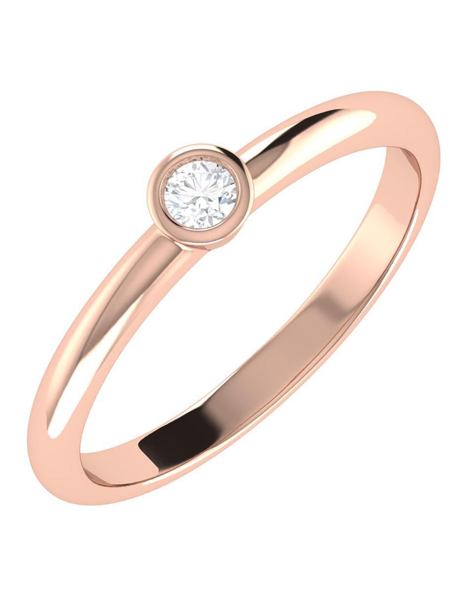 Argolla de oro rosa 14 k diamante