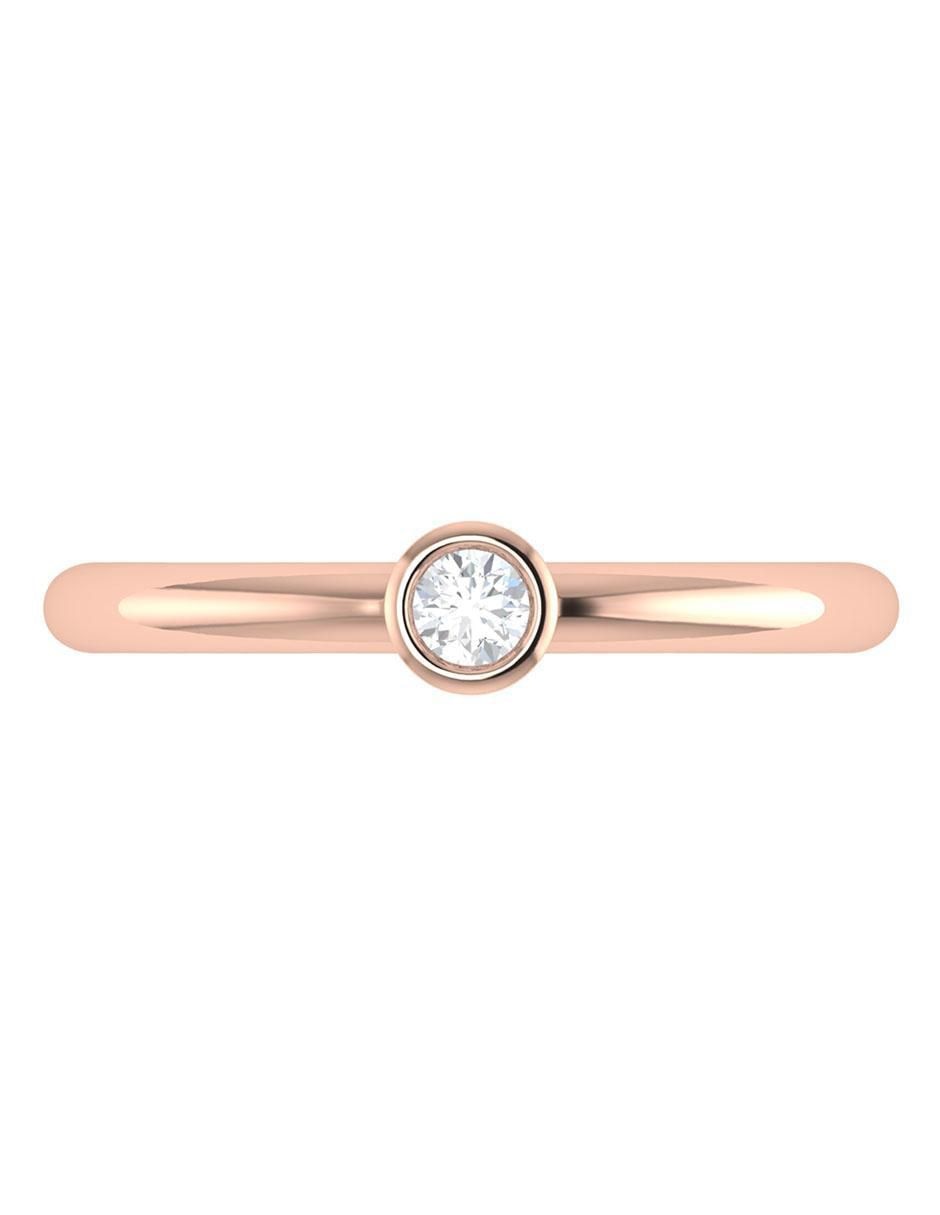 Argolla de oro rosa 14 k diamante 5