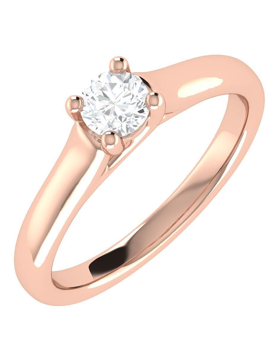 Argolla de oro rosa 14 k diamante 5