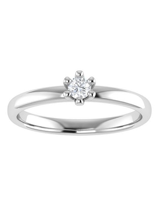 Argolla de oro blanco 14 k diamante
