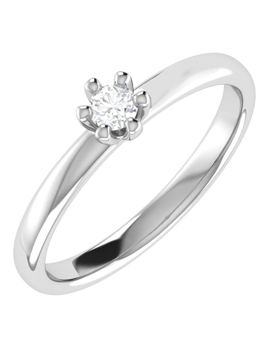 Argolla de oro blanco 14 k diamante