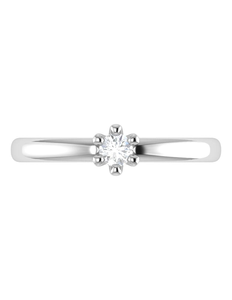 Argolla de oro blanco 14 k diamante 5