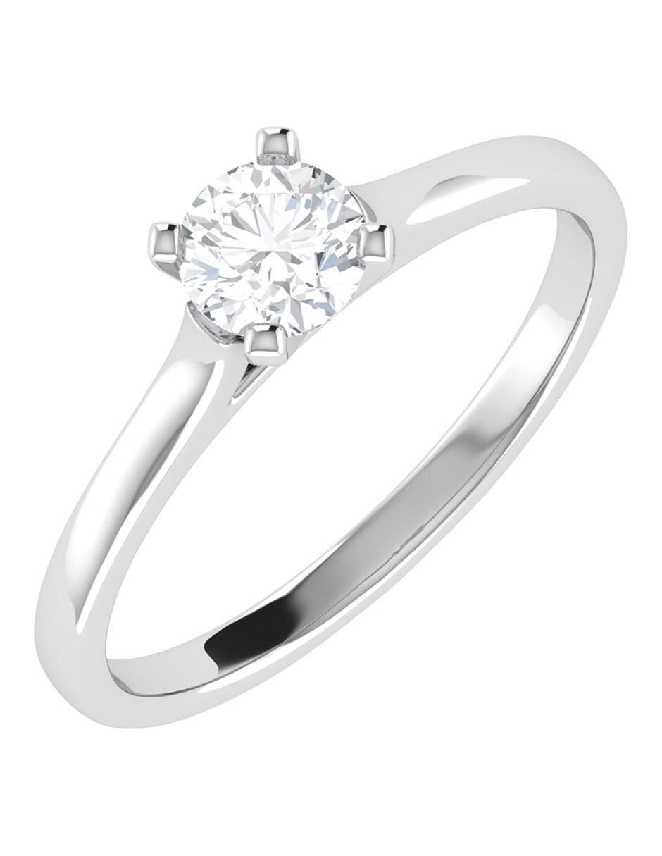 Argolla de oro blanco 14 k diamante 5