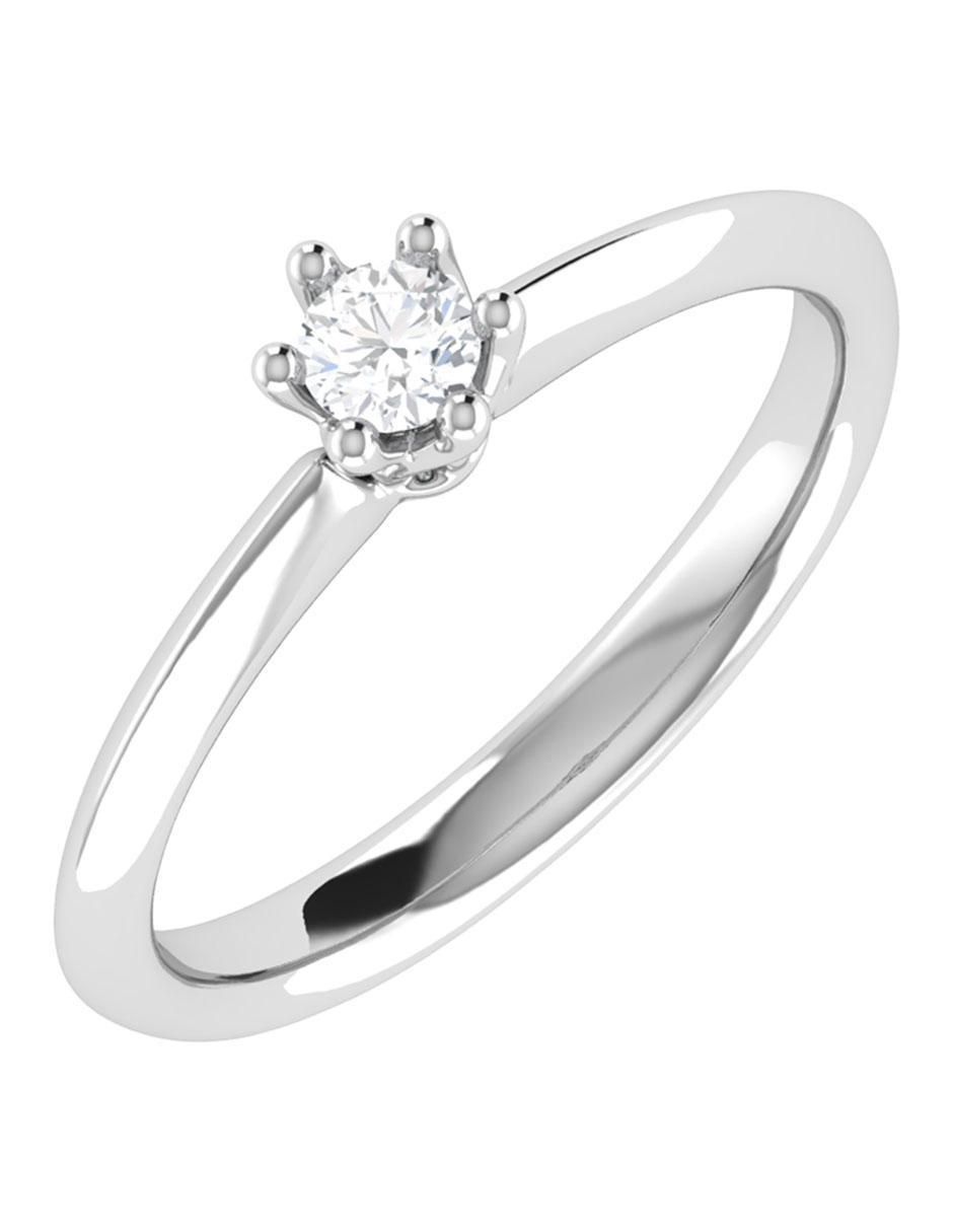 Argolla de oro blanco 14 k diamante